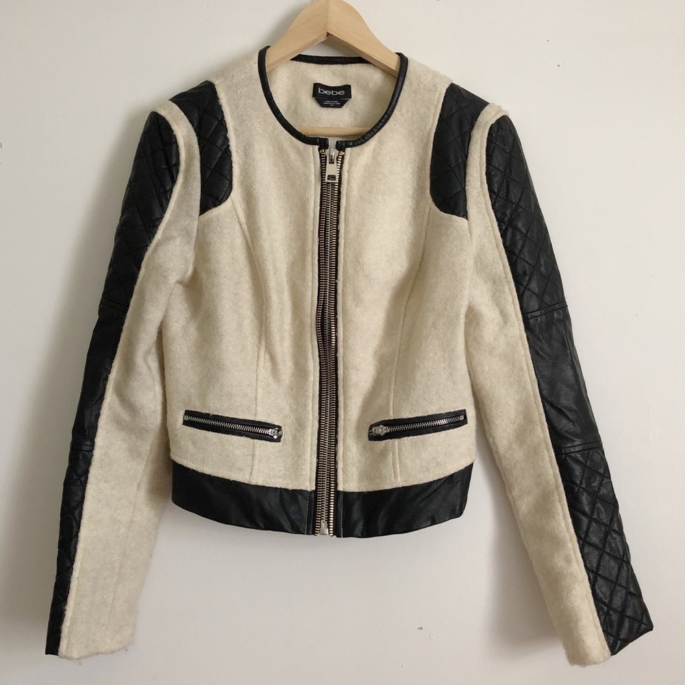 BEBE Mixed Material Moto Jacket 🌟